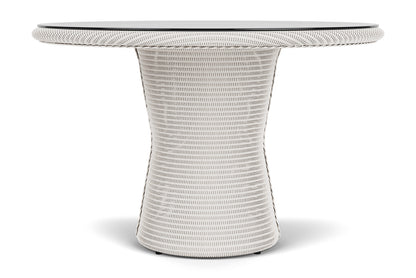 Lloyd Flanders Lloyd Loom 48" Round Pedestal Dining Table – 2x2 Weave in White
