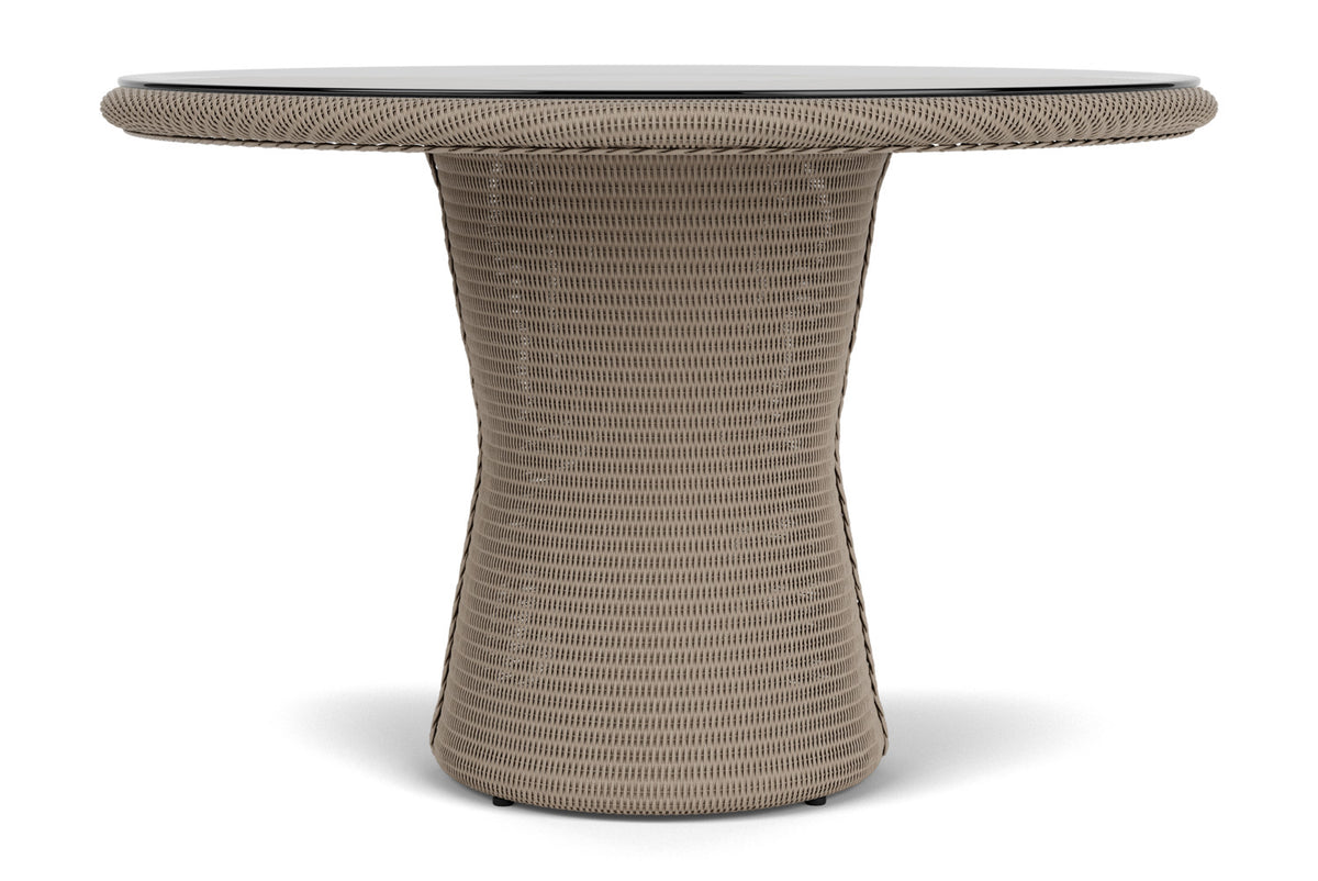Lloyd Flanders Lloyd Loom 48" Round Pedestal Dining Table – 2x2 Weave in French Beige