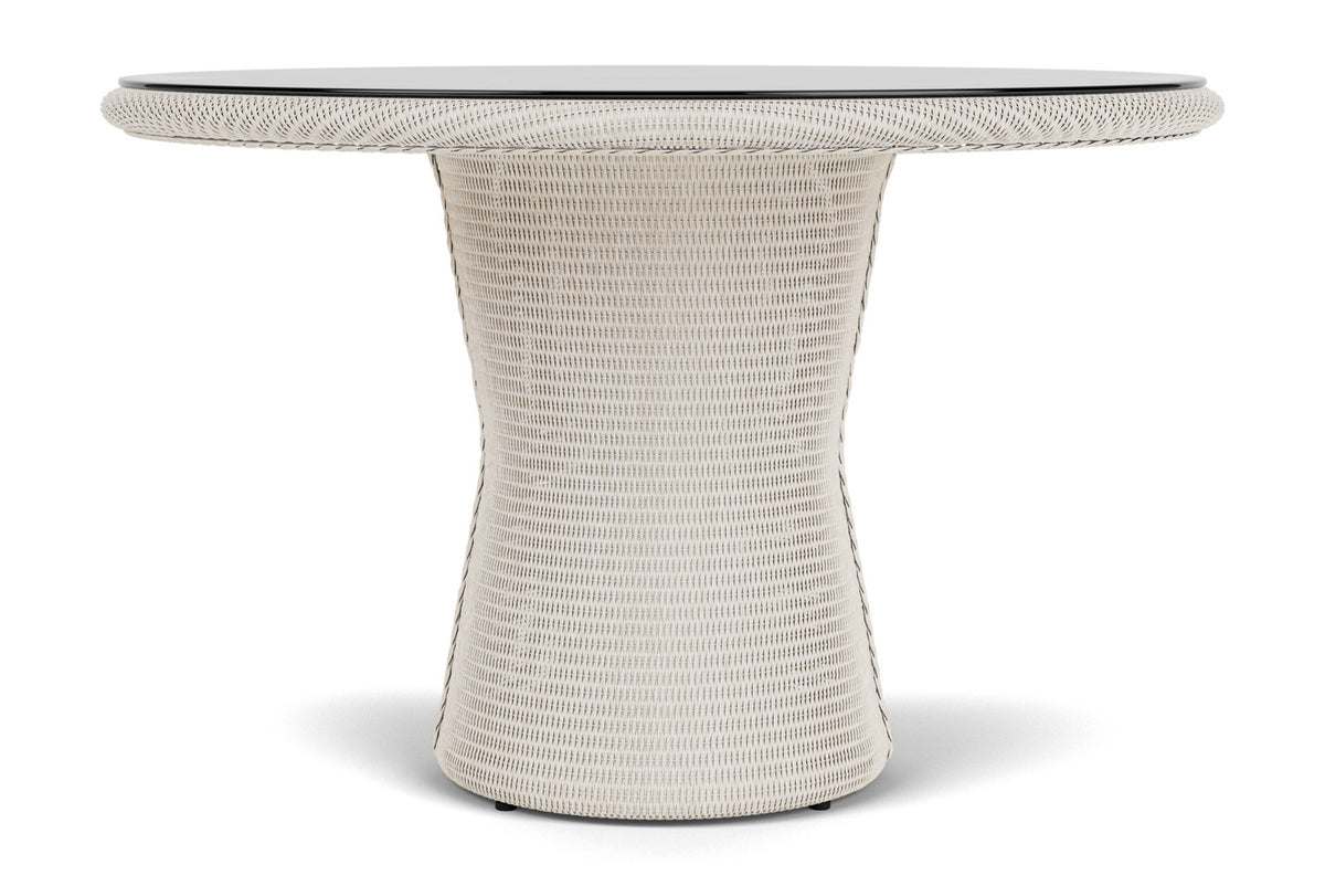 Lloyd Flanders Lloyd Loom 48" Round Pedestal Dining Table – 2x2 Weave in Antique White