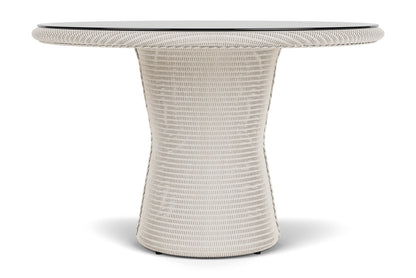 Lloyd Flanders Lloyd Loom 48" Round Pedestal Dining Table – 2x2 Weave in Antique White