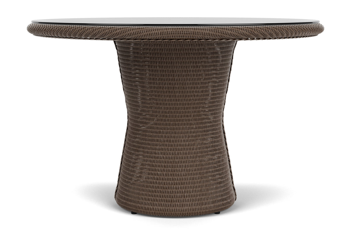 Lloyd Flanders Lloyd Loom 48" Round Pedestal Dining Table – 2x2 Weave in Bark