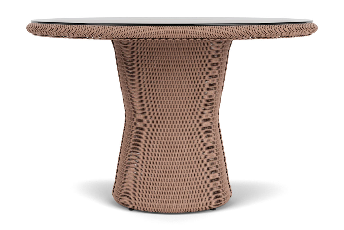 Lloyd Flanders Lloyd Loom 48" Round Pedestal Dining Table – 2x2 Weave in Rosewood