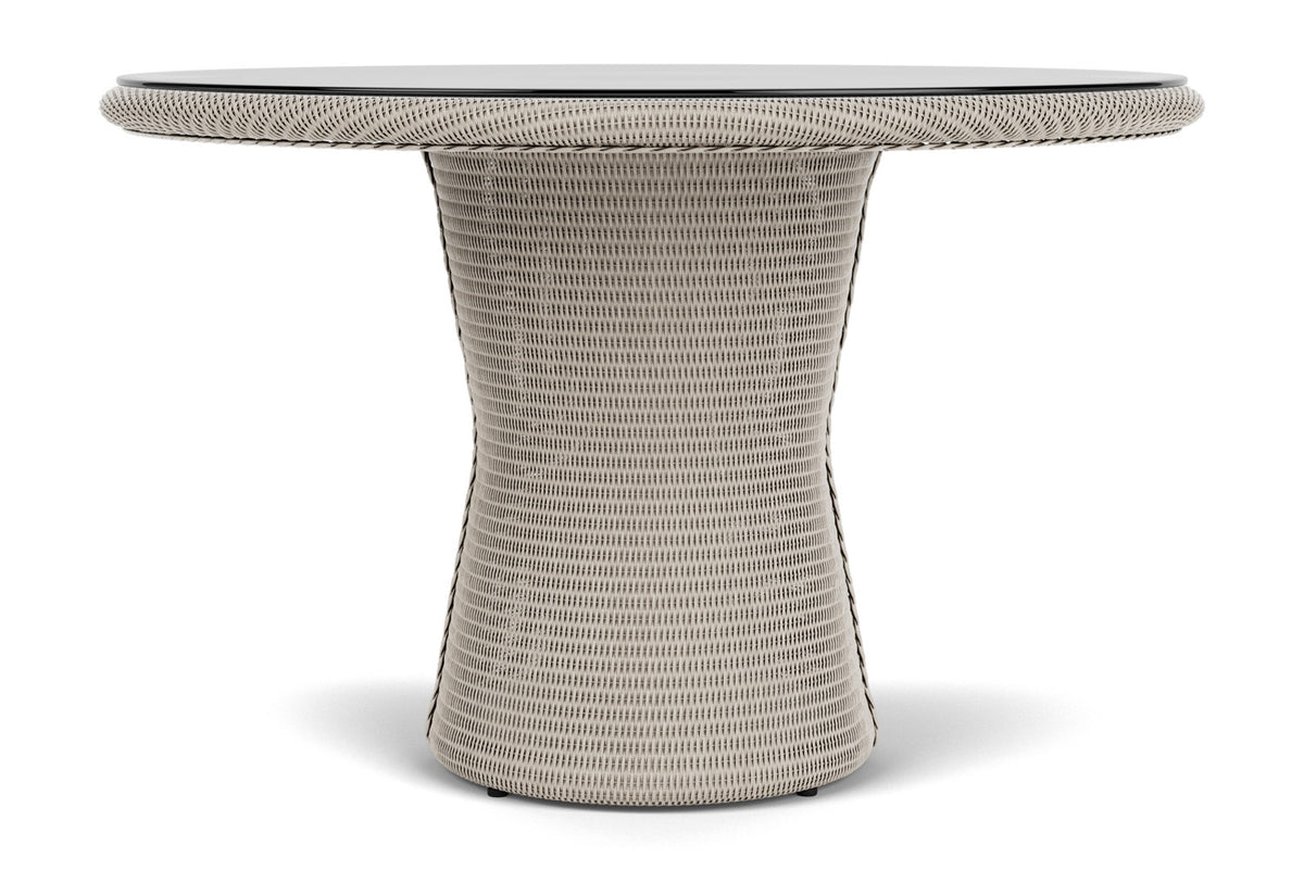 Lloyd Flanders Lloyd Loom 48" Round Pedestal Dining Table – 2x2 Weave in Linen