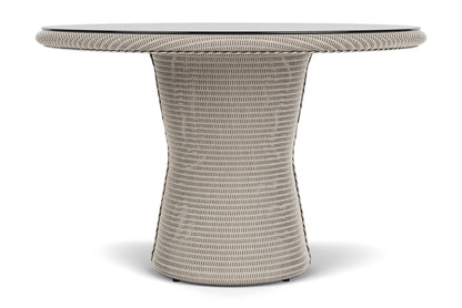 Lloyd Flanders Lloyd Loom 48" Round Pedestal Dining Table – 2x2 Weave in Linen