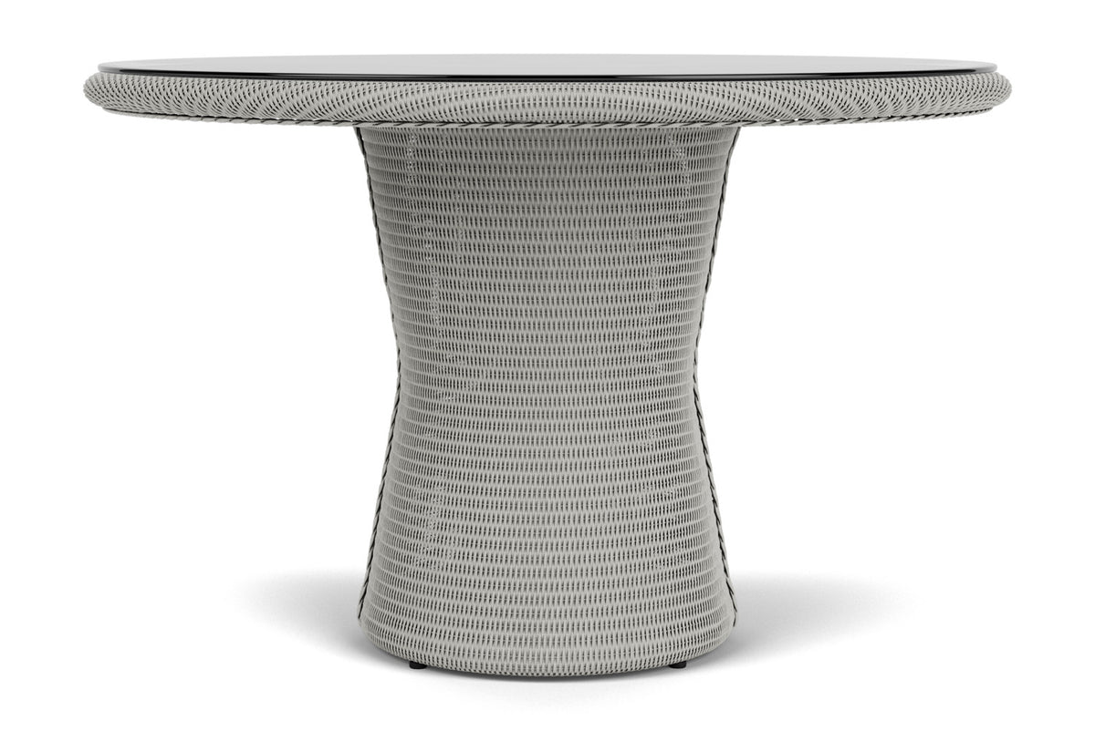 Lloyd Flanders Lloyd Loom 48" Round Pedestal Dining Table – 2x2 Weave in Platinum