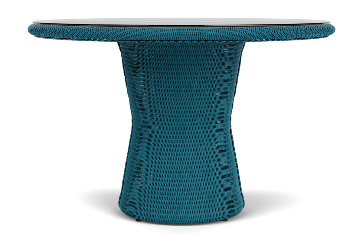 Lloyd Flanders Lloyd Loom 48" Round Pedestal Dining Table – 2x2 Weave in Peacock