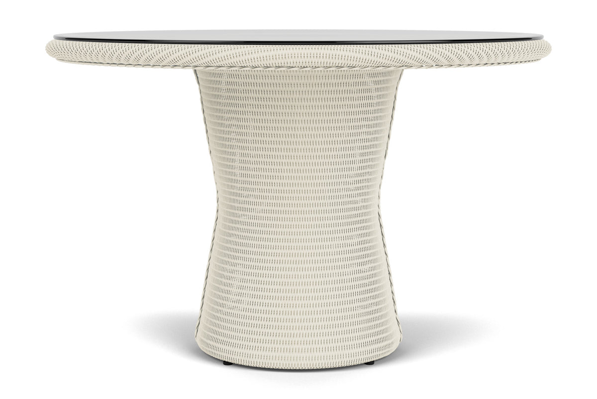 Lloyd Flanders Lloyd Loom 48" Round Pedestal Dining Table – 2x2 Weave in Ivory