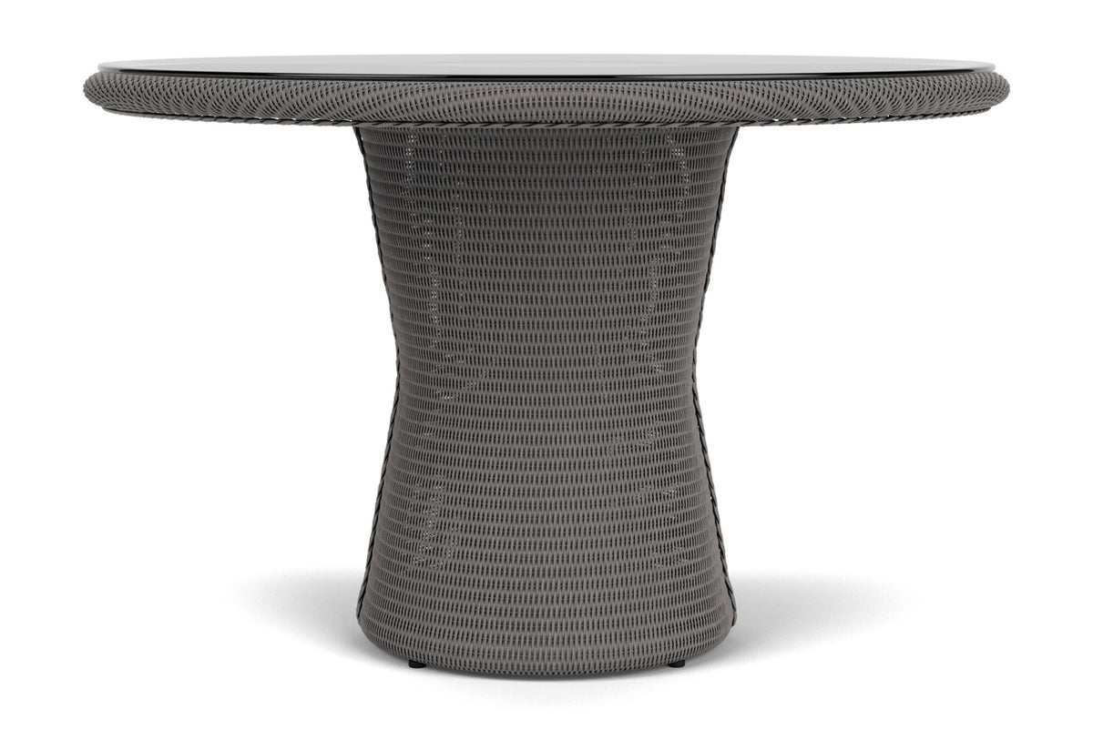 Lloyd Flanders Lloyd Loom 48" Round Pedestal Dining Table – 2x2 Weave in Pewter