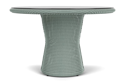 Lloyd Flanders Lloyd Loom 48" Round Pedestal Dining Table – 2x2 Weave in Sea Glass