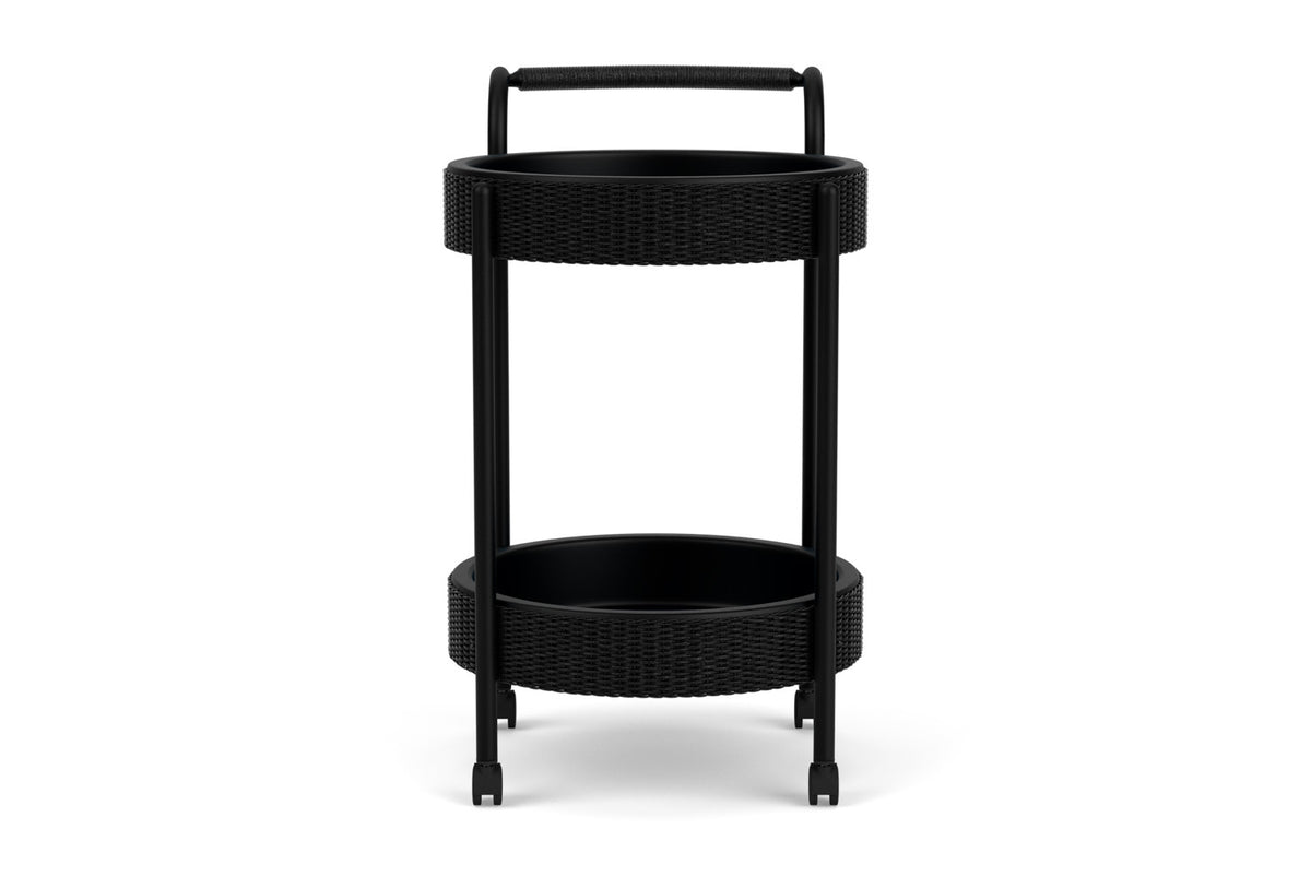 Lloyd Flanders Lloyd Loom Bar Cart with set-in serving trays – 2x2 Weave in Ebony