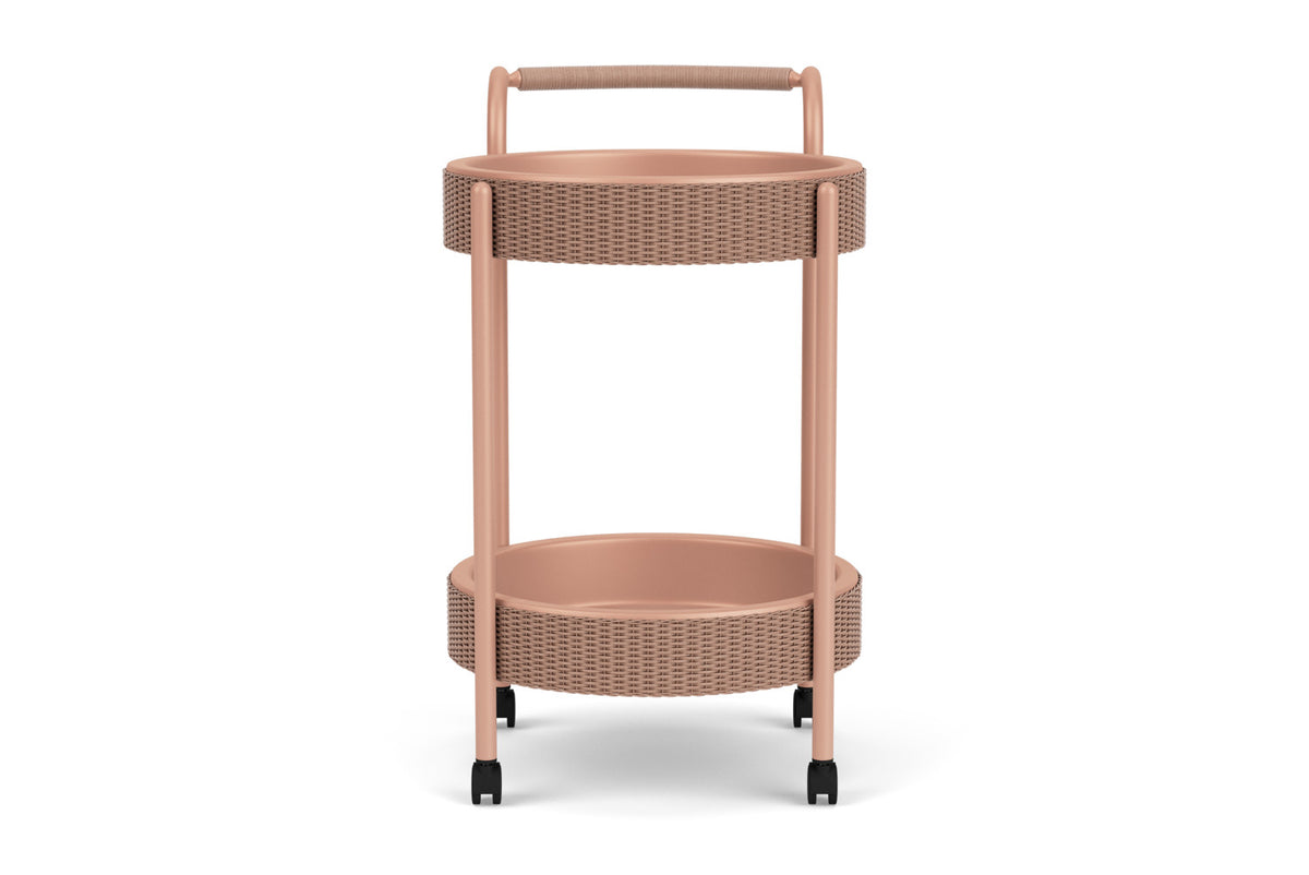 Lloyd Flanders Lloyd Loom Bar Cart with set-in serving trays – 2x2 Weave in Rosewood