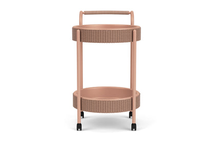 Lloyd Flanders Lloyd Loom Bar Cart with set-in serving trays – 2x2 Weave in Rosewood