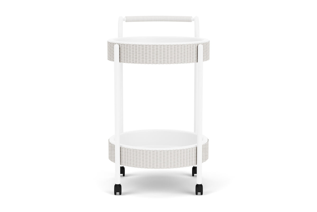 Lloyd Flanders Lloyd Loom Bar Cart with set-in serving trays – 2x2 Weave in White