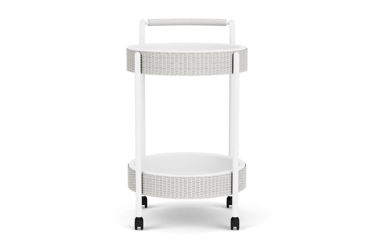 Lloyd Flanders Lloyd Loom Bar Cart with set-in serving trays – 2x2 Weave in Matte White
