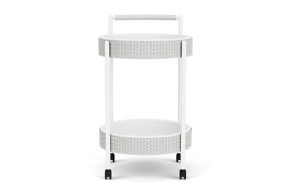 Lloyd Flanders Lloyd Loom Bar Cart with set-in serving trays – 2x2 Weave in Matte White