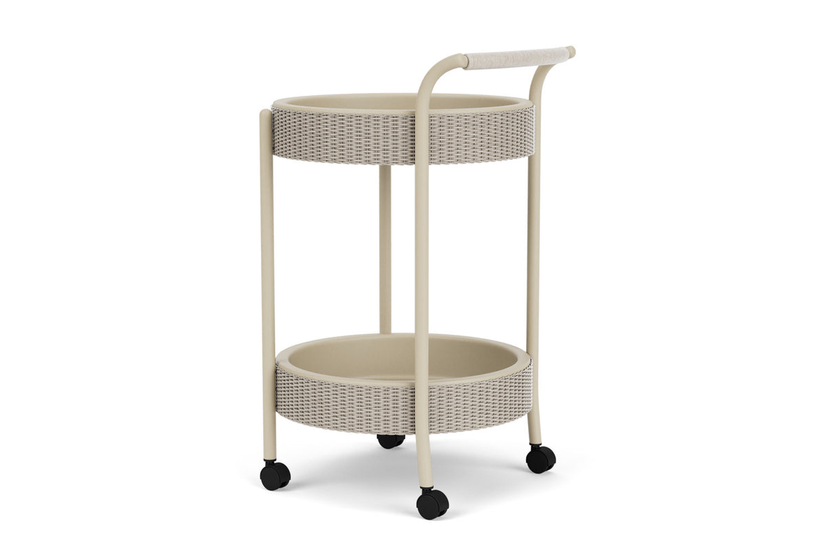 Lloyd Flanders Lloyd Loom Bar Cart with set-in serving trays – 2x2 Weave in Linen, view 8
