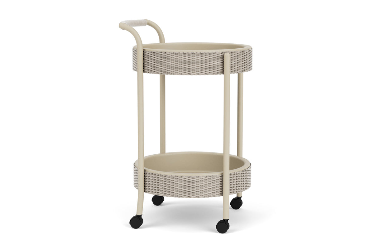Lloyd Flanders Lloyd Loom Bar Cart with set-in serving trays – 2x2 Weave in Linen, view 4