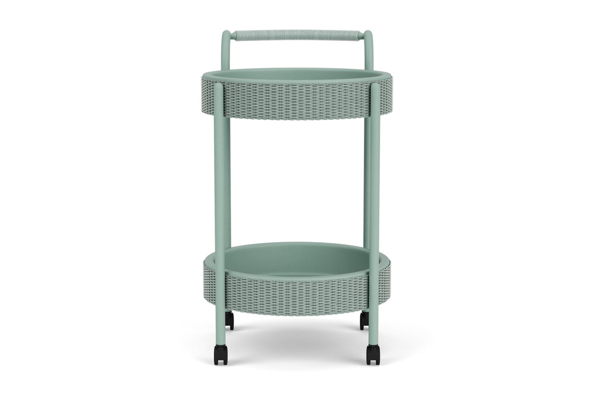 Lloyd Flanders Lloyd Loom Bar Cart with set-in serving trays – 2x2 Weave in Sea Glass