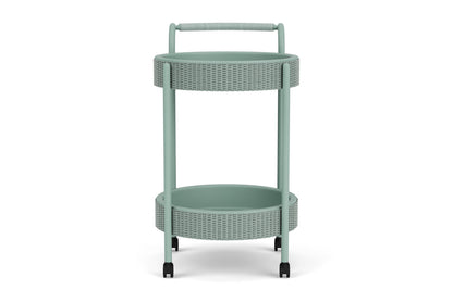 Lloyd Flanders Lloyd Loom Bar Cart with set-in serving trays – 2x2 Weave in Sea Glass