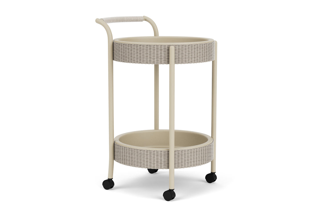 Lloyd Flanders Lloyd Loom Bar Cart with set-in serving trays – 2x2 Weave in Linen, view 3