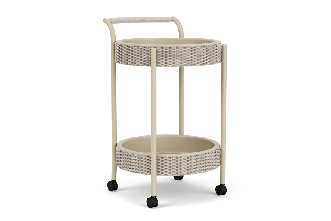 Lloyd Flanders Lloyd Loom Bar Cart with set-in serving trays – 2x2 Weave in Linen, view 2