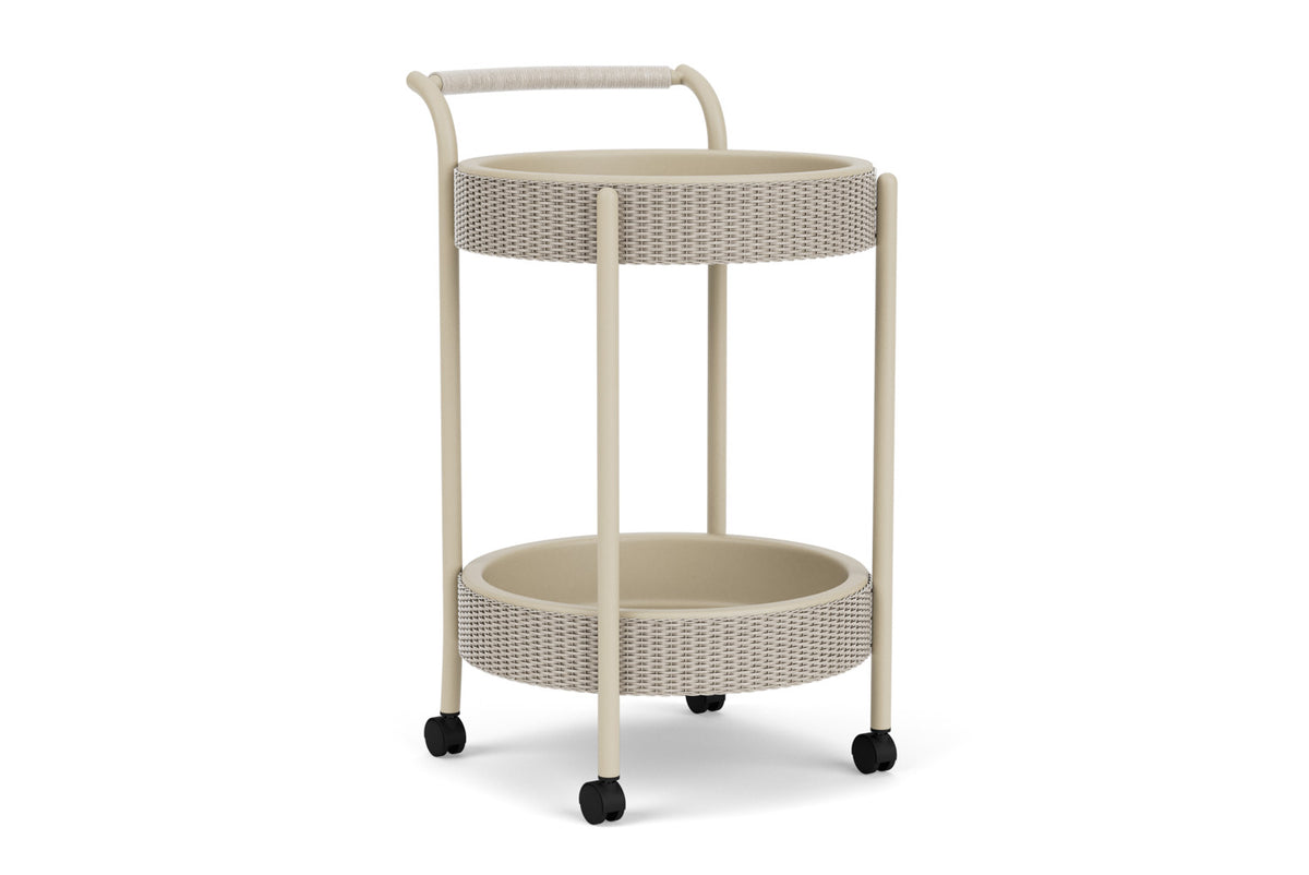 Lloyd Flanders Lloyd Loom Bar Cart with set-in serving trays – 2x2 Weave in Linen, view 2
