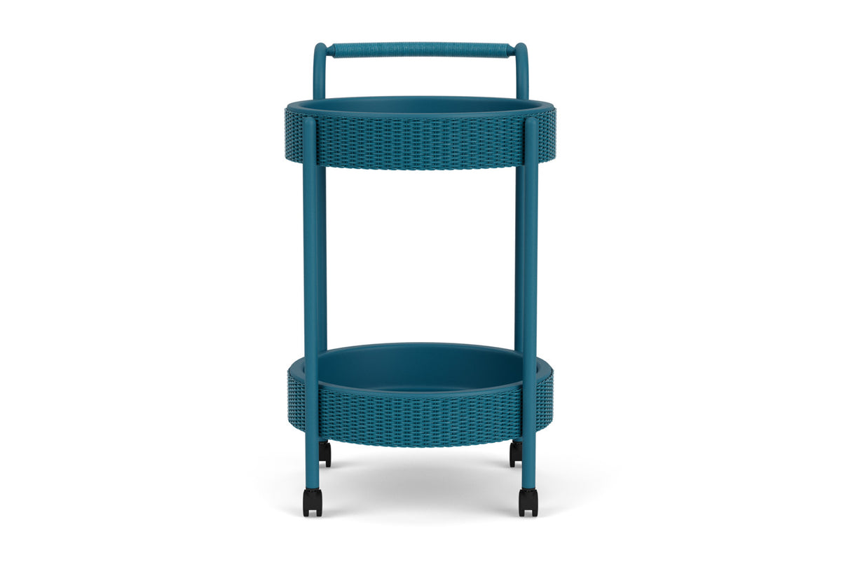 Lloyd Flanders Lloyd Loom Bar Cart with set-in serving trays – 2x2 Weave in Peacock
