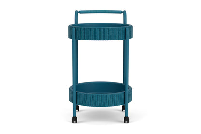 Lloyd Flanders Lloyd Loom Bar Cart with set-in serving trays – 2x2 Weave in Peacock