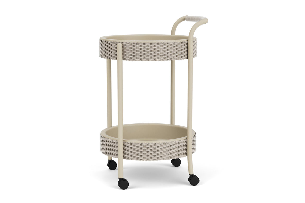 Lloyd Flanders Lloyd Loom Bar Cart with set-in serving trays – 2x2 Weave in Linen, view 9
