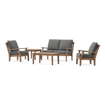 POLYWOOD Braxton 5-Piece Deep Seating Set in Teak