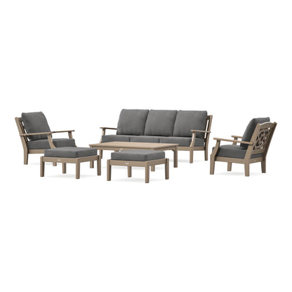 POLYWOOD Chinoiserie 6-Piece Lounge Sofa Set in Vintage Sahara