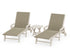 POLYWOOD 3-Piece Coastal Woven Chaise with Arms and Wheels Lounge Set in Sand / Dune Grass