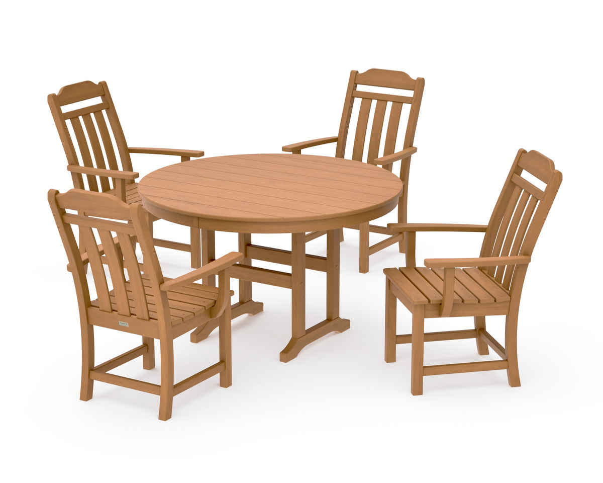 POLYWOOD Cottage 5-Piece Round Farmhouse Dining Set in Natural
