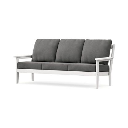 POLYWOOD Cottage Deep Seating Sofa in White / Ash Charcoal