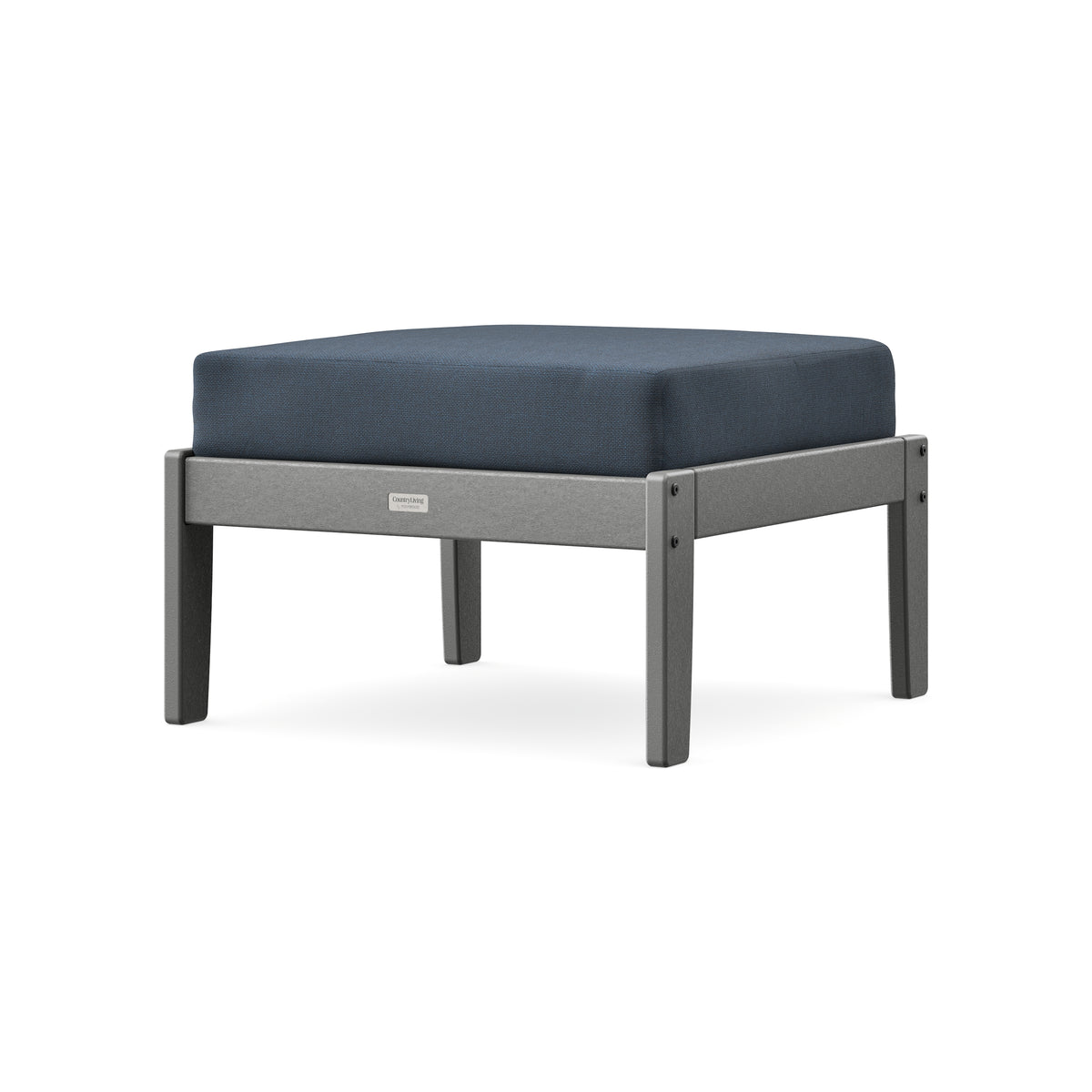 POLYWOOD Cottage Deep Seating Ottoman in Slate Grey / Marine Indigo