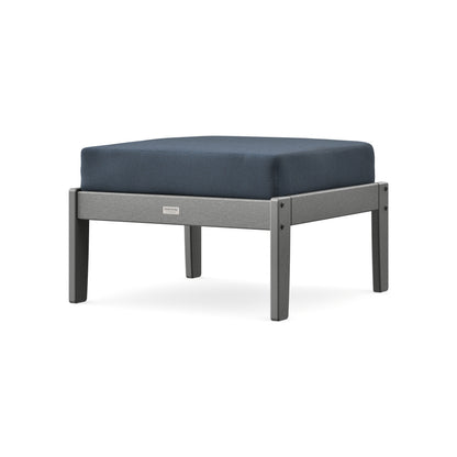 POLYWOOD Cottage Deep Seating Ottoman in Slate Grey / Marine Indigo
