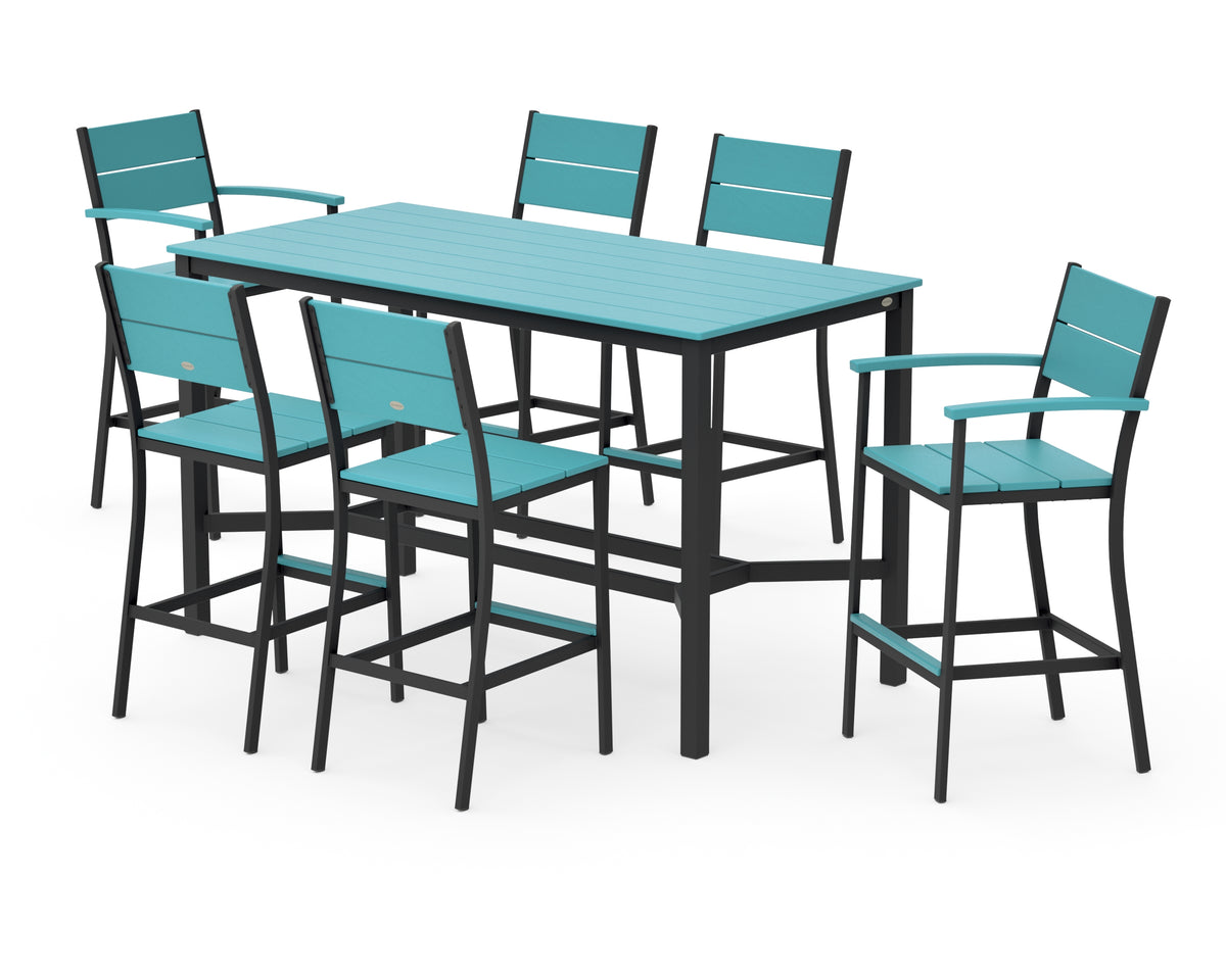 POLYWOOD Main Street 7-Piece Bar Set in Black / Aruba