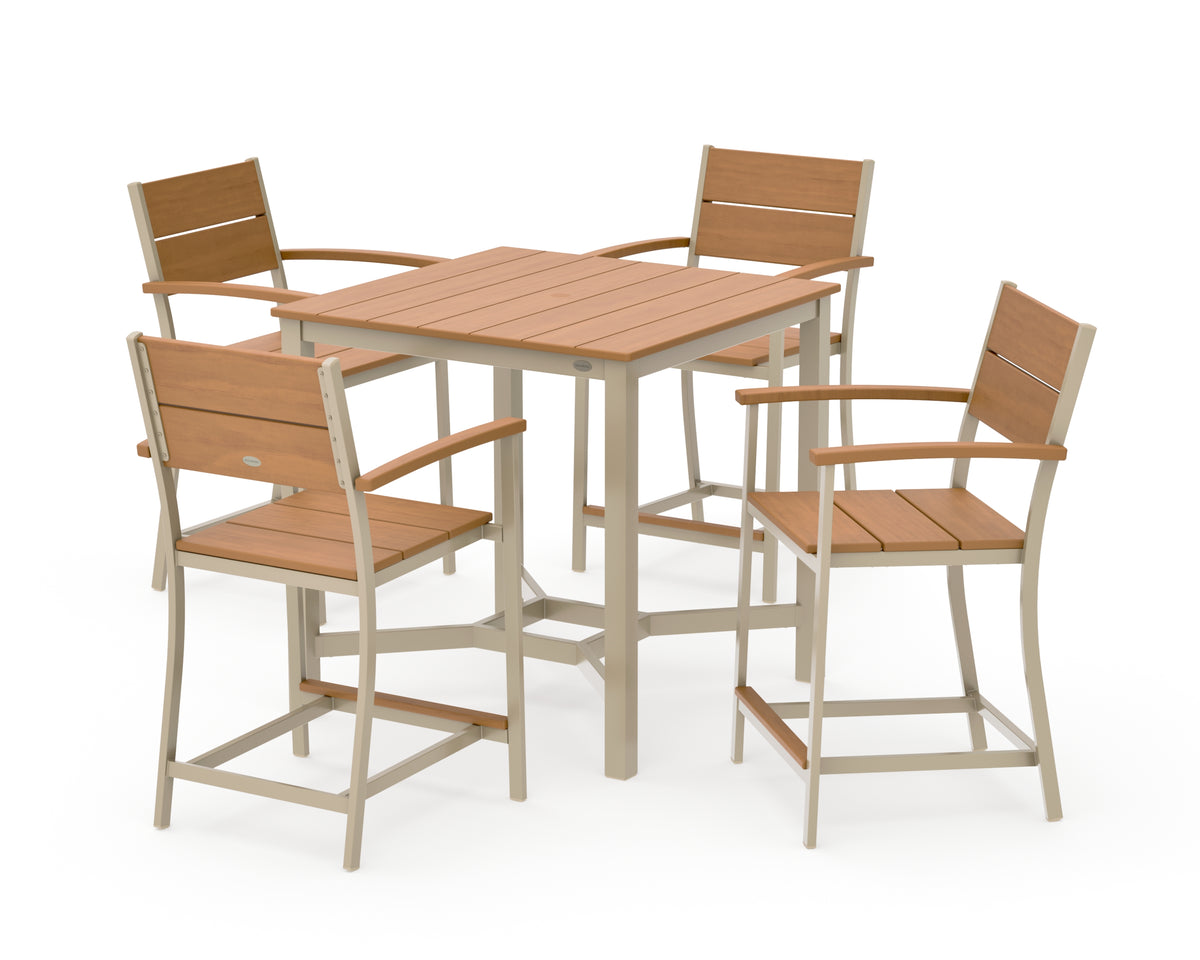POLYWOOD Main Street 5-Piece Counter Set in Sand / Natural