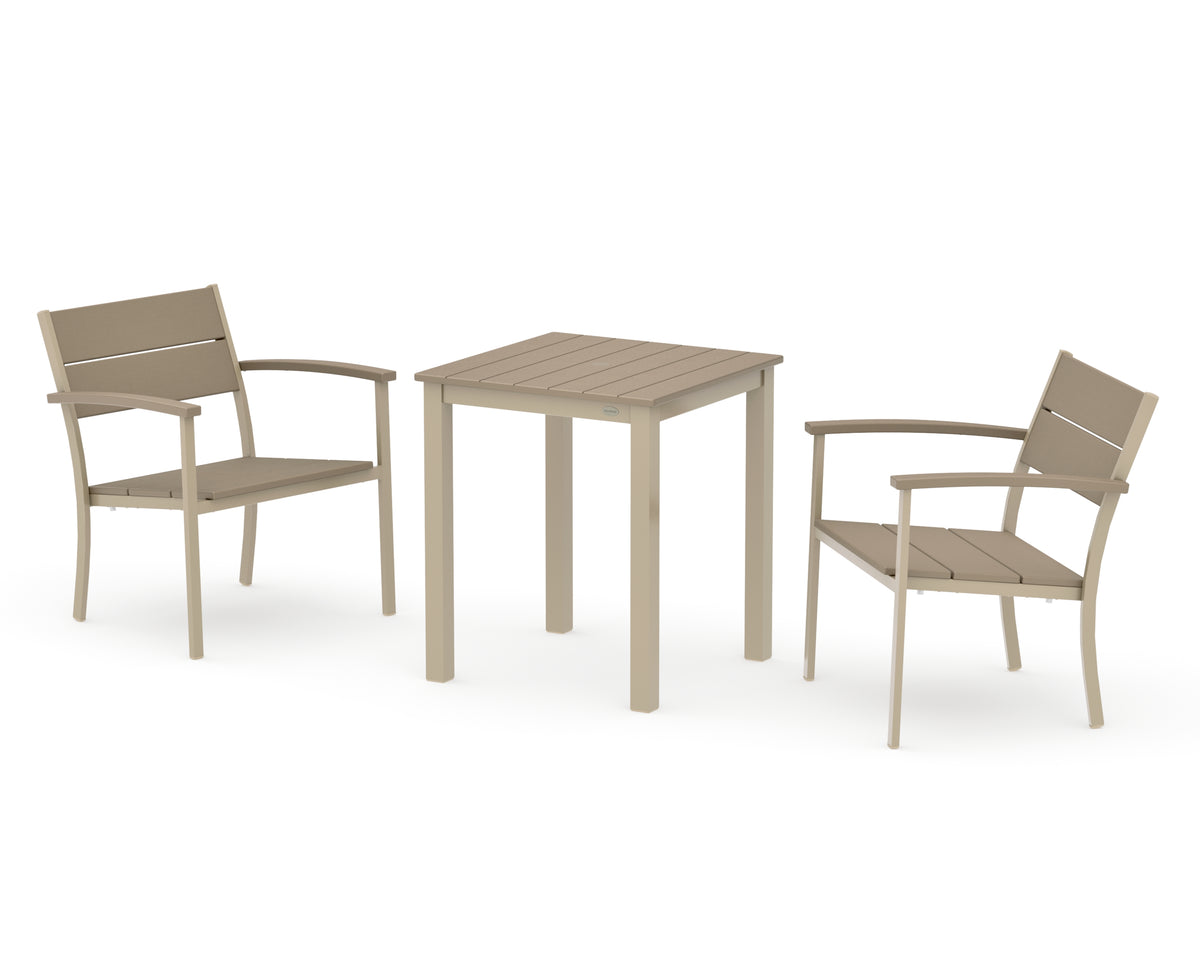 POLYWOOD Main Street 3-Piece Square Dining Set in Sand / Vintage Sahara