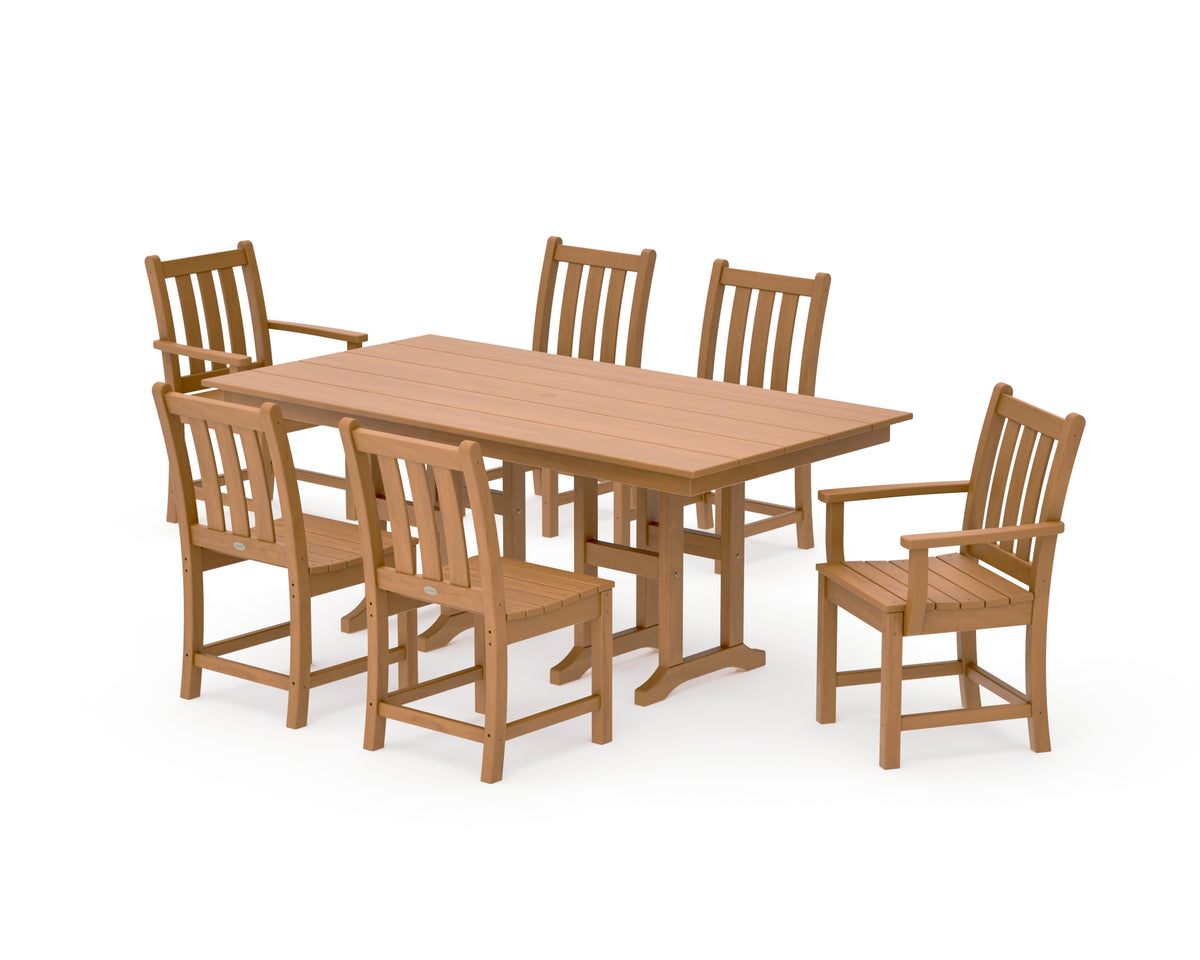 POLYWOOD Traditional Garden 7-Piece Farmhouse Dining Set in Natural