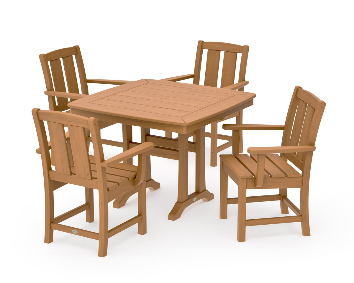 POLYWOOD Mission 5-Piece Dining Set with Trestle Legs in Natural