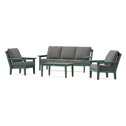 POLYWOOD Country Living Cottage 4-Piece Deep Seating Set with Sofa in Green