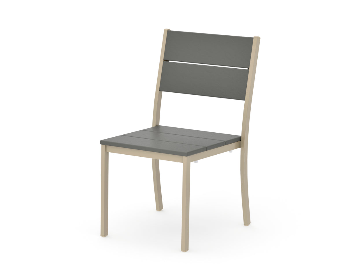 POLYWOOD Main Street Stacking Dining Side Chair in Sand / Slate Grey