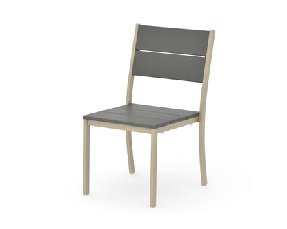 POLYWOOD Main Street Stacking Dining Side Chair in Sand / Slate Grey
