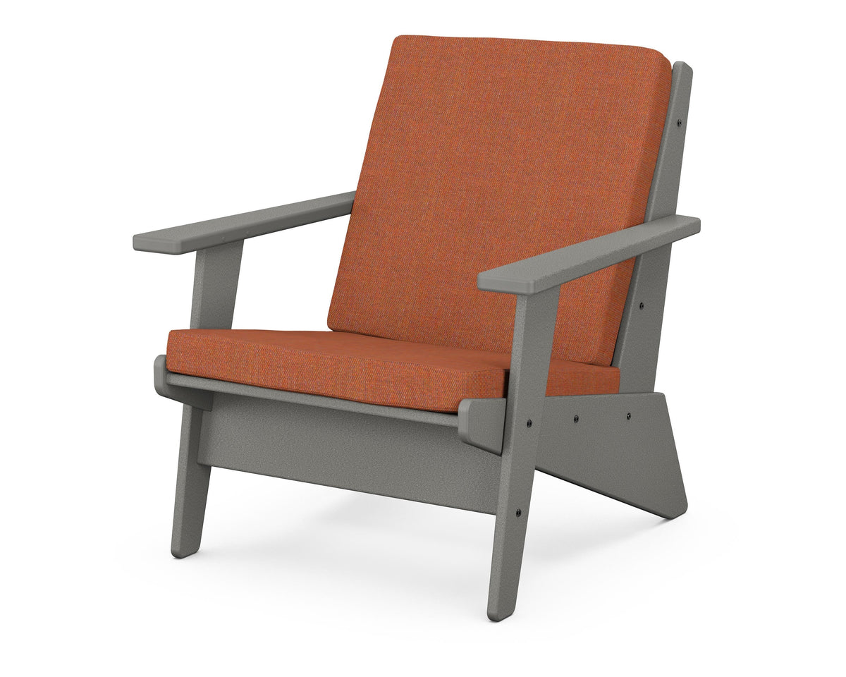 POLYWOOD Riviera Modern Lounge Chair in Slate Grey / Play Adobe