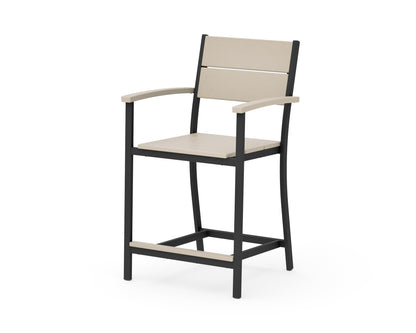 POLYWOOD Main Street Counter Arm Chair in Black / Sand