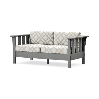 POLYWOOD Acadia Deep Seating Loveseat in Slate Grey / Trellis Dune Burlap