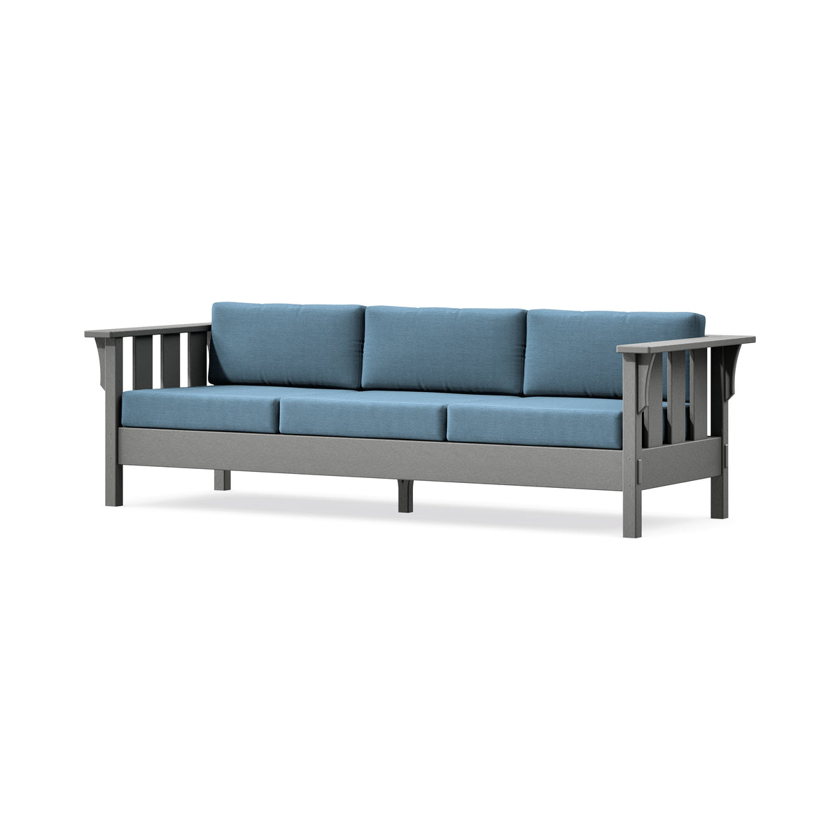 POLYWOOD Acadia Deep Seating Sofa in Slate Grey / Sky Blue