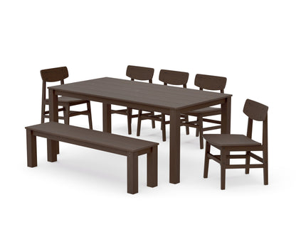 POLYWOOD Modern Studio Urban Chair 7-Piece Parsons Dining Set with Bench in Kona