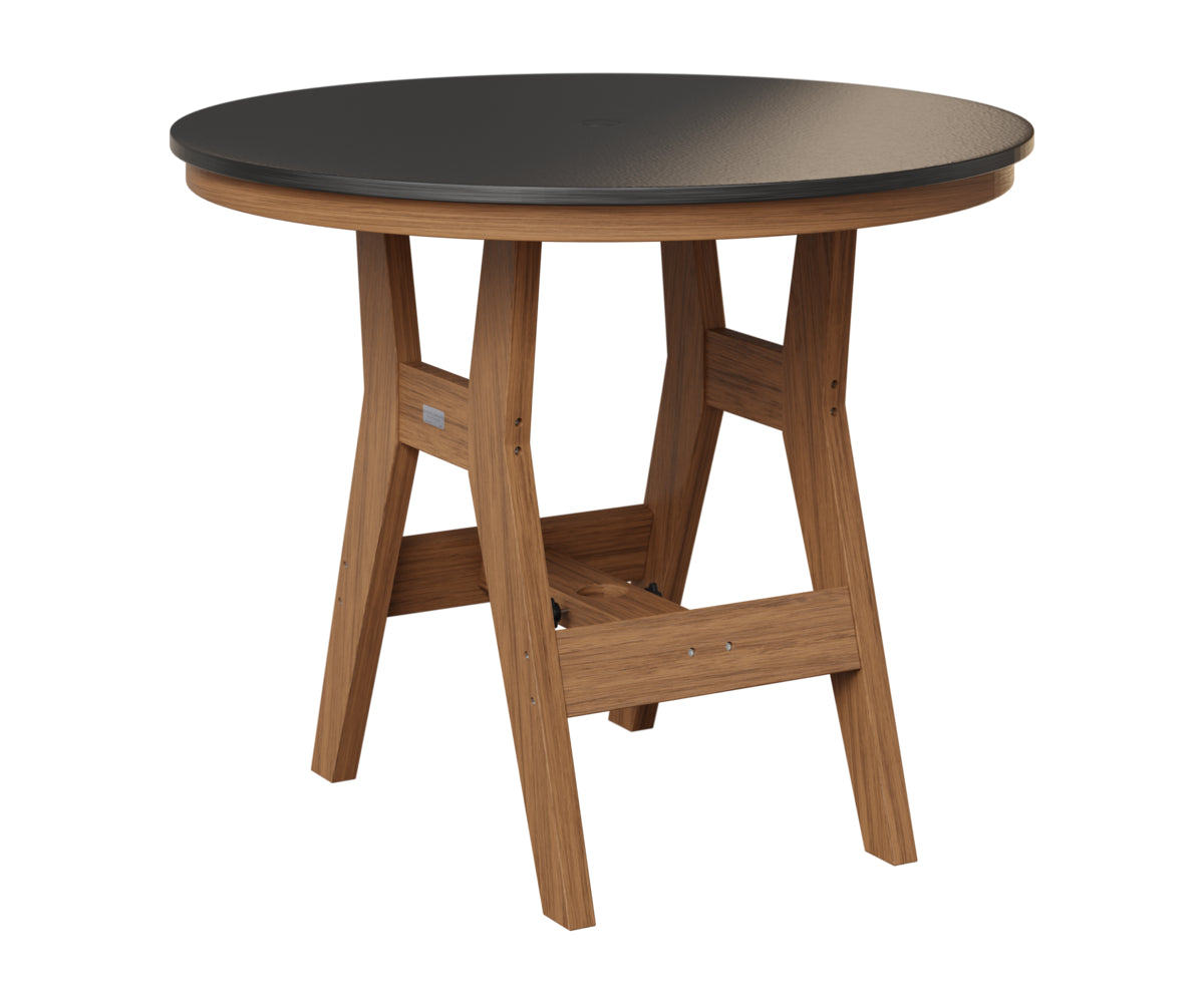 Berlin Gardens Harbor 38" Round Table in Antique Mahogany, Hammered Black top